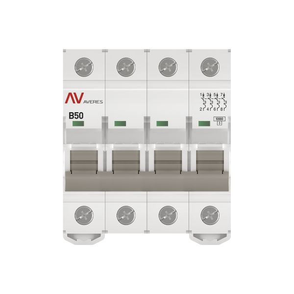 Выключатель автоматический AV-10 4P 50A (B) 10kA EKF AVERES mcb10-4-50B-av Выключатель автоматический AV-10 4P 50A (B) 10kA EKF AVERES mcb10-4-50B-av