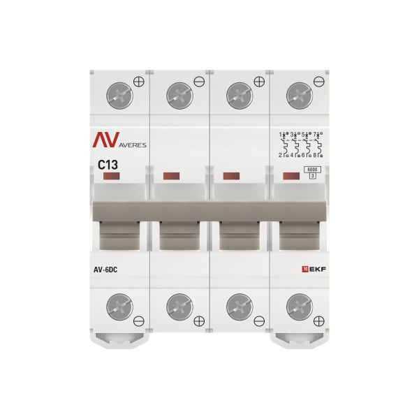 Выключатель автоматический AV-6 DC 4P 13A (C) 6kA EKF AVERES mcb6-DC-4-13C-av Выключатель автоматический AV-6 DC 4P 13A (C) 6kA EKF AVERES mcb6-DC-4-13C-av