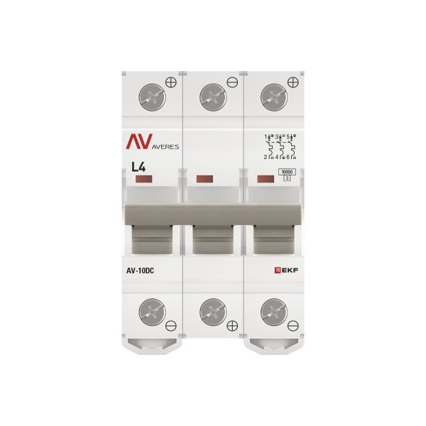 Выключатель автоматический AV-10 DC 3P 4A (L) 10kA EKF AVERES mcb10-DC-3-04L-av Выключатель автоматический AV-10 DC 3P 4A (L) 10kA EKF AVERES mcb10-DC-3-04L-av