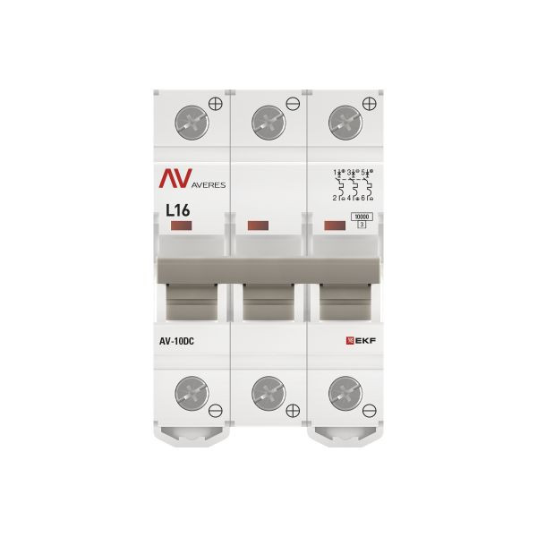 Выключатель автоматический AV-10 DC 3P 16A (L) 10kA EKF AVERES mcb10-DC-3-16L-av Выключатель автоматический AV-10 DC 3P 16A (L) 10kA EKF AVERES mcb10-DC-3-16L-av