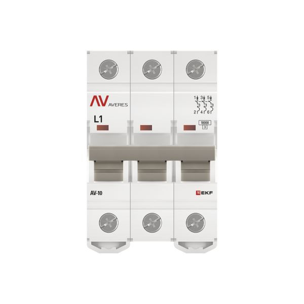 Выключатель автоматический AV-10 3P 1A (L) 10kA EKF AVERES mcb10-3-01L-av Выключатель автоматический AV-10 3P 1A (L) 10kA EKF AVERES mcb10-3-01L-av