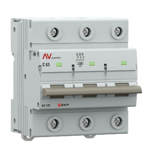 Выключатель автоматический AV-125 3P 63A (D) 10kA EKF AVERES mcb125-3-63D-av Выключатель автоматический AV-125 3P 63A (D) 10kA EKF AVERES mcb125-3-63D-av
