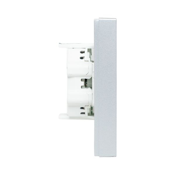 Механизм розетки двойной, 16А, без заземления, со шторками, с рамкой, алюминий Эпика EKF Механизм розетки двойной, 16А, без заземления, со шторками, с рамкой, алюминий Эпика EKF