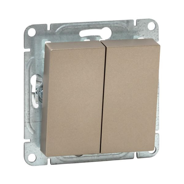 Механизм выключателя, двухклавишный, шампань Эпика EKF Механизм выключателя, двухклавишный, шампань Эпика EKF