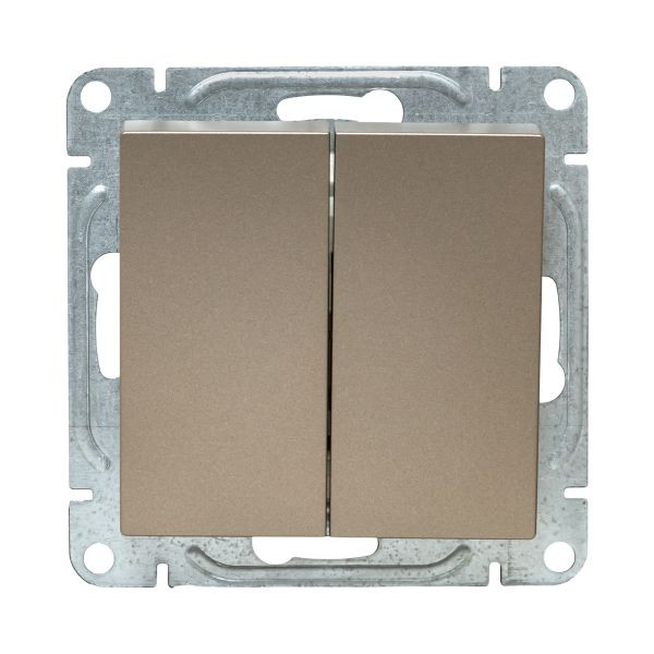 Механизм выключателя, двухклавишный, шампань Эпика EKF Механизм выключателя, двухклавишный, шампань Эпика EKF