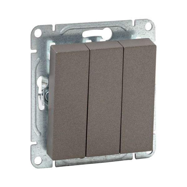 Механизм выключателя, трёхклавишный, мокко Эпика EKF Механизм выключателя, трёхклавишный, мокко Эпика EKF