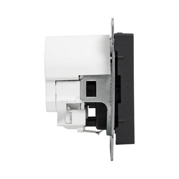 Механизм розетки с USB-A+С - 2шт, 16А, с заземлением, со шторками, чёрный Эпика EKF Механизм розетки с USB-A+С - 2шт, 16А, с заземлением, со шторками, чёрный Эпика EKF