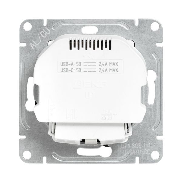 Механизм розетки с USB-A+С - 2шт, 16А, с заземлением, со шторками, чёрный Эпика EKF Механизм розетки с USB-A+С - 2шт, 16А, с заземлением, со шторками, чёрный Эпика EKF