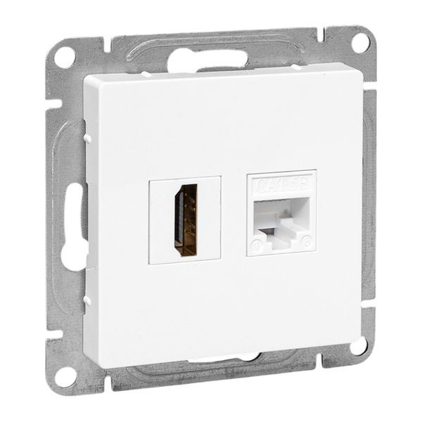 Механизм розетки HDMI+RJ45 (cat5), белый Эпика EKF Механизм розетки HDMI+RJ45 (cat5), белый Эпика EKF