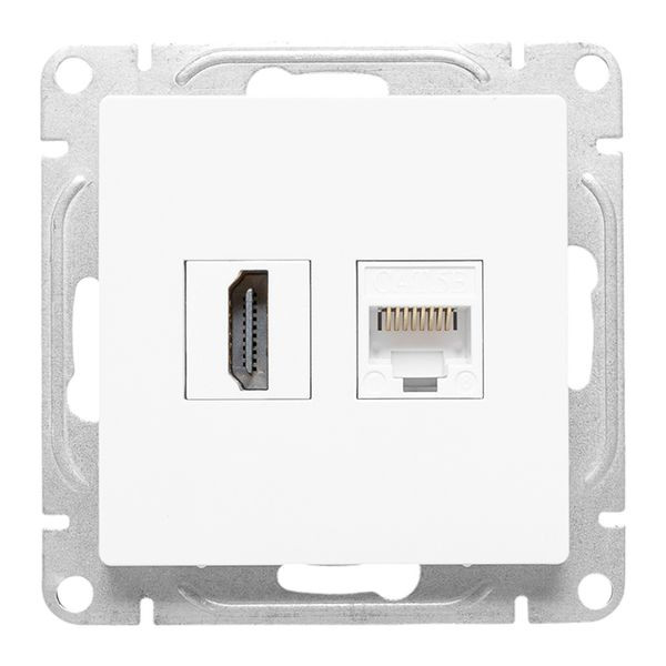 Механизм розетки HDMI+RJ45 (cat5), белый Эпика EKF Механизм розетки HDMI+RJ45 (cat5), белый Эпика EKF