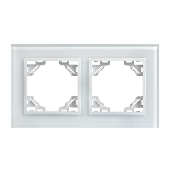 Минск Рамка 2-местная стеклянная белая EKF Basic Минск Рамка 2-местная стеклянная белая EKF Basic
