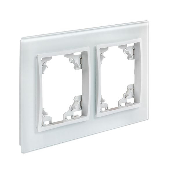 Минск Рамка 2-местная стеклянная белая EKF Basic Минск Рамка 2-местная стеклянная белая EKF Basic