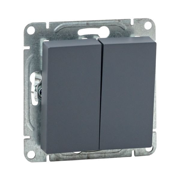 Механизм выключателя, двухклавишный, графит Эпика EKF Механизм выключателя, двухклавишный, графит Эпика EKF