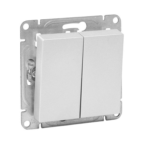 Механизм выключателя, двухклавишный, проходной, алюминий Эпика EKF Механизм выключателя, двухклавишный, проходной, алюминий Эпика EKF