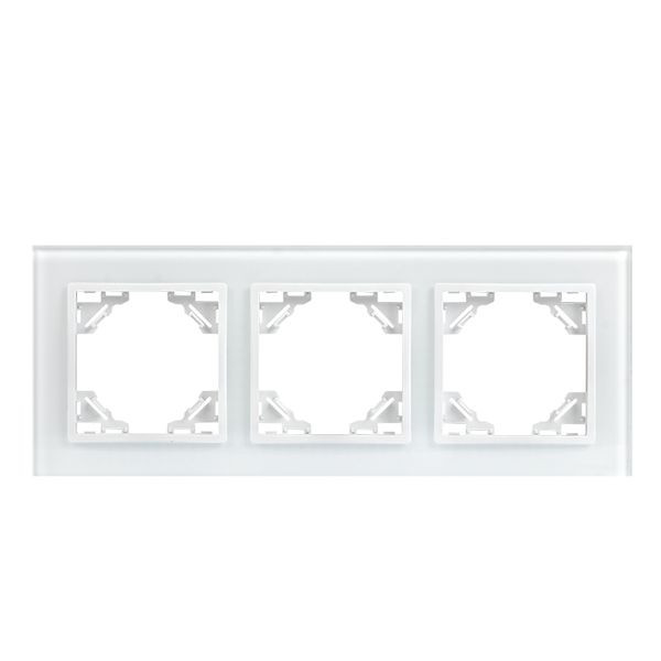 Минск Рамка 3-местная стеклянная белая EKF Basic Минск Рамка 3-местная стеклянная белая EKF Basic