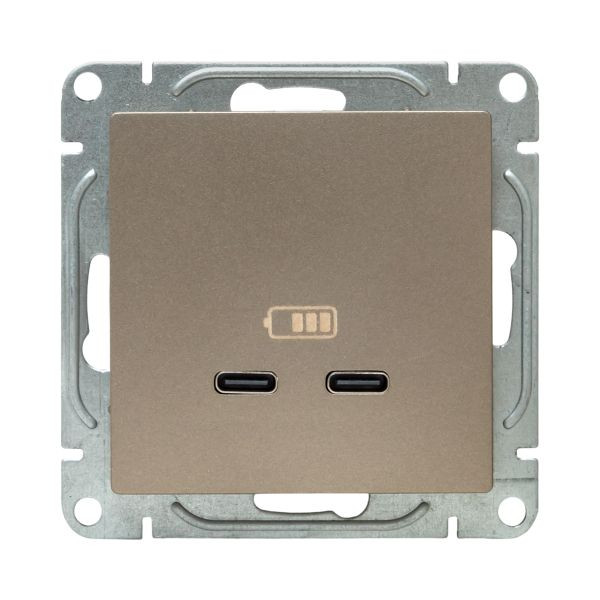 Механизм розетки USB-C - 2шт, шампань Эпика EKF Механизм розетки USB-C - 2шт, шампань Эпика EKF