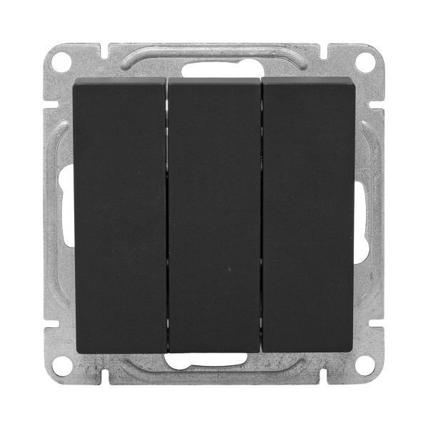 Механизм выключателя, трёхклавишный, чёрный Эпика EKF Механизм выключателя, трёхклавишный, чёрный Эпика EKF