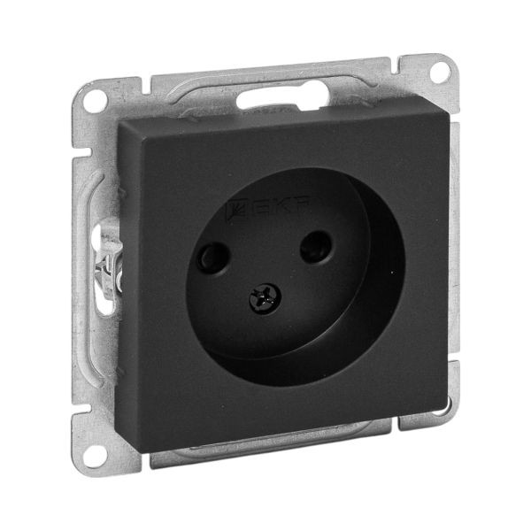 Механизм розетки, 16А, без заземления, со шторками, чёрный Эпика EKF Механизм розетки, 16А, без заземления, со шторками, чёрный Эпика EKF