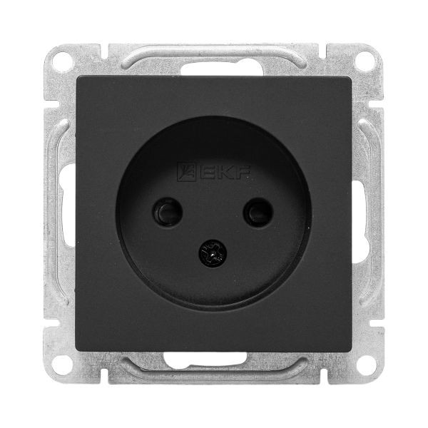 Механизм розетки, 16А, без заземления, со шторками, чёрный Эпика EKF Механизм розетки, 16А, без заземления, со шторками, чёрный Эпика EKF