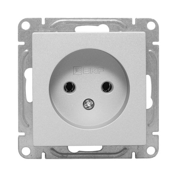 Механизм розетки, 16А, без заземления, без шторок, алюминий Эпика EKF Механизм розетки, 16А, без заземления, без шторок, алюминий Эпика EKF