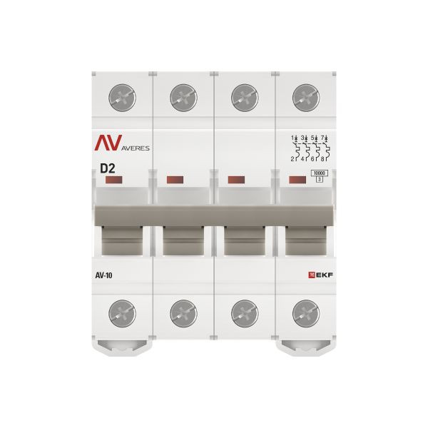 Выключатель автоматический AV-10 4P 2A (D) 10kA EKF AVERES mcb10-4-02D-av Выключатель автоматический AV-10 4P 2A (D) 10kA EKF AVERES mcb10-4-02D-av