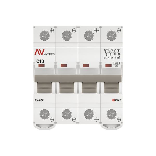 Выключатель автоматический AV-6 DC 4P 10A (C) 6kA EKF AVERES mcb6-DC-4-10C-av Выключатель автоматический AV-6 DC 4P 10A (C) 6kA EKF AVERES mcb6-DC-4-10C-av