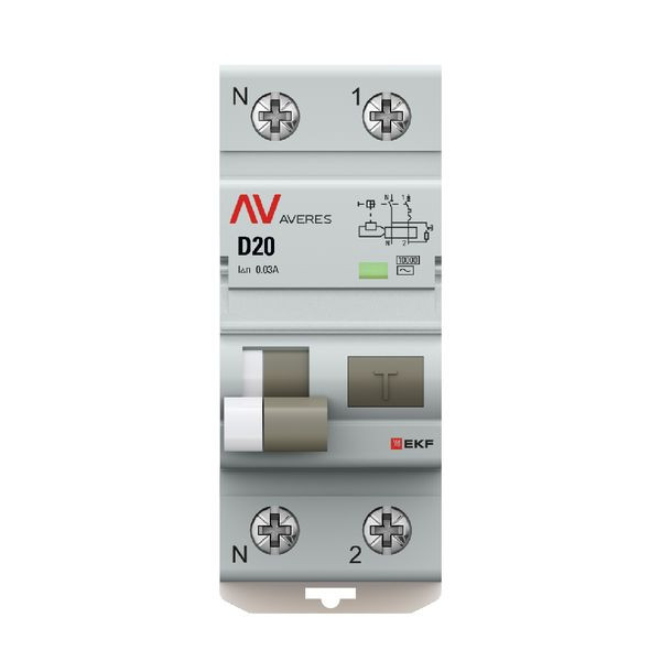 Дифференциальный автомат DVA-10 1P+N 20А (D) 30мА (AC) 10кА EKF AVERES rcbo10-1pn-20D-30-ac-av Дифференциальный автомат DVA-10 1P+N 20А (D) 30мА (AC) 10кА EKF AVERES rcbo10-1pn-20D-30-ac-av