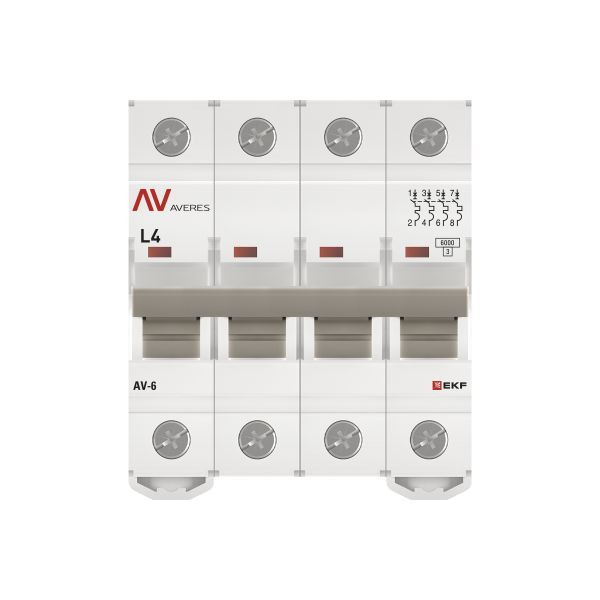 Выключатель автоматический AV-6 4P 4A (L) 6kA EKF AVERES mcb6-4-04L-av Выключатель автоматический AV-6 4P 4A (L) 6kA EKF AVERES mcb6-4-04L-av