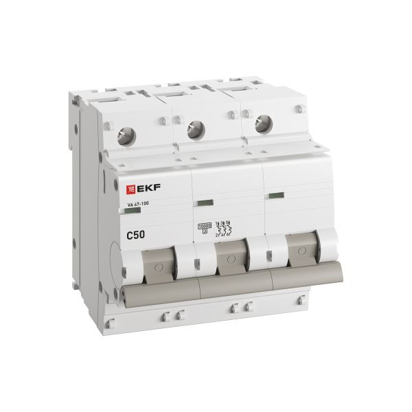 Автоматический выключатель 3P 50А (C) 10kA ВА 47-100 EKF PROxima mcb47100-3-50C-pro Автоматический выключатель 3P 50А (C) 10kA ВА 47-100 EKF PROxima mcb47100-3-50C-pro