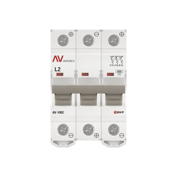 Выключатель автоматический AV-10 DC 3P 2A (L) 10kA EKF AVERES mcb10-DC-3-02L-av Выключатель автоматический AV-10 DC 3P 2A (L) 10kA EKF AVERES mcb10-DC-3-02L-av