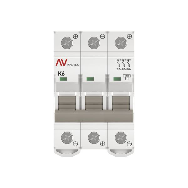 Выключатель автоматический AV-6 DC 3P 6A (K) 6kA EKF AVERES mcb6-DC-3-06K-av Выключатель автоматический AV-6 DC 3P 6A (K) 6kA EKF AVERES mcb6-DC-3-06K-av