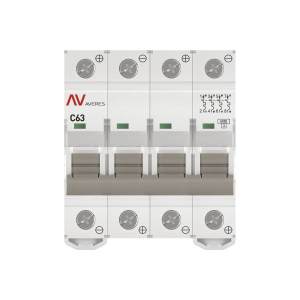 Выключатель автоматический AV-6 DC 4P 63A (C) 6kA EKF AVERES mcb6-DC-4-63C-av Выключатель автоматический AV-6 DC 4P 63A (C) 6kA EKF AVERES mcb6-DC-4-63C-av