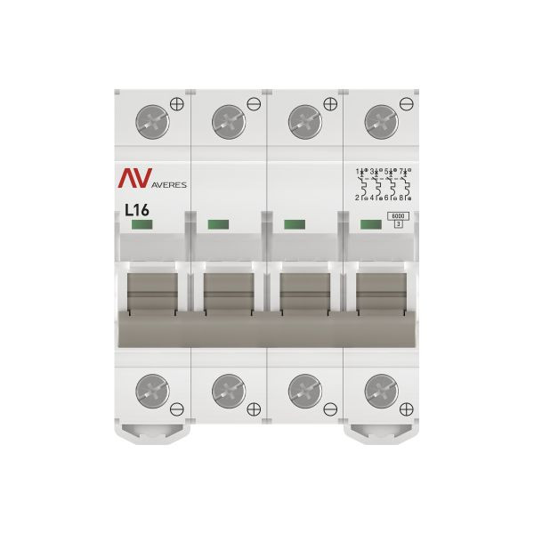 Выключатель автоматический AV-6 DC 4P 16A (L) 6kA EKF AVERES mcb6-DC-4-16L-av Выключатель автоматический AV-6 DC 4P 16A (L) 6kA EKF AVERES mcb6-DC-4-16L-av
