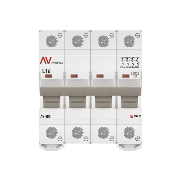 Выключатель автоматический AV-6 DC 4P 16A (L) 6kA EKF AVERES mcb6-DC-4-16L-av Выключатель автоматический AV-6 DC 4P 16A (L) 6kA EKF AVERES mcb6-DC-4-16L-av