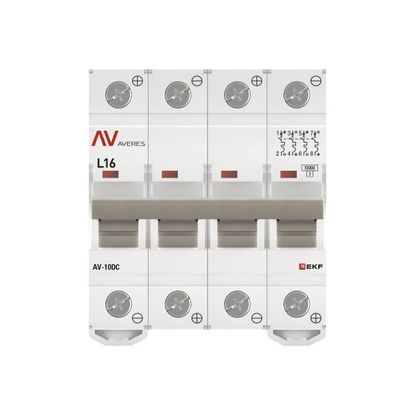 Выключатель автоматический AV-10 DC 4P 16A (L) 10kA EKF AVERES mcb10-DC-4-16L-av Выключатель автоматический AV-10 DC 4P 16A (L) 10kA EKF AVERES mcb10-DC-4-16L-av