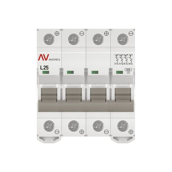 Выключатель автоматический AV-6 DC 4P 25A (L) 6kA EKF AVERES mcb6-DC-4-25L-av Выключатель автоматический AV-6 DC 4P 25A (L) 6kA EKF AVERES mcb6-DC-4-25L-av
