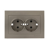Валенсия лицевая панель розетки 2-местной с/з 16А кашемир с защ, штор, EKF PROxima ESR16-L-128-40