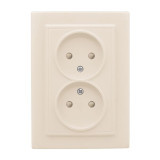 Розетка 2-мест, СП б/з 10А бежевый с защ, штор, Минск EKF ERR10-102-200