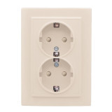 Розетка 2-мест, СП с/з 16А бежевый с защ, штор, Минск EKF ERR16-128-200