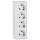 Рим Розетка 4-местная 16А с заземлением белая EKF ENR16-328-10