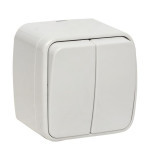 Минск Выключатель 2-клавишный ОП 10А белый EKF Basic EGV10-023-10