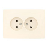 Валенсия розетка 2-местная б/з 10А кремовая с защ, штор, EKF PROxima EWR10-102-20