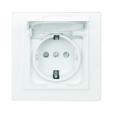 Минск Розетка 1-местная СП с/з с крышкой 16А белая с защ, штор, IP44 EKF ERR16-029-100-44