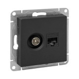 Механизм розетки TV+RJ45 (cat5), чёрный Эпика EKF
