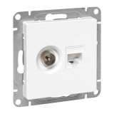 Механизм розетки TV+RJ45 (cat5), белый Эпика EKF