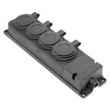 Роз, (колодка) четырехмест, с защит, крышками каучуковая 230В 2P+PE 16A IP44 EKF PRO