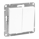 Механизм выключателя, двухклавишный, проходной, белый Эпика EKF
