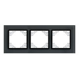 Минск Рамка 3-местная стеклянная черная EKF Basic
