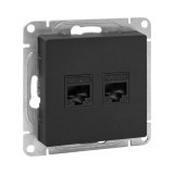 Механизм розетки RJ45 - 2шт, (cat5), чёрный Эпика EKF