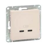 Механизм розетки USB-C - 2шт, кремовый Эпика EKF